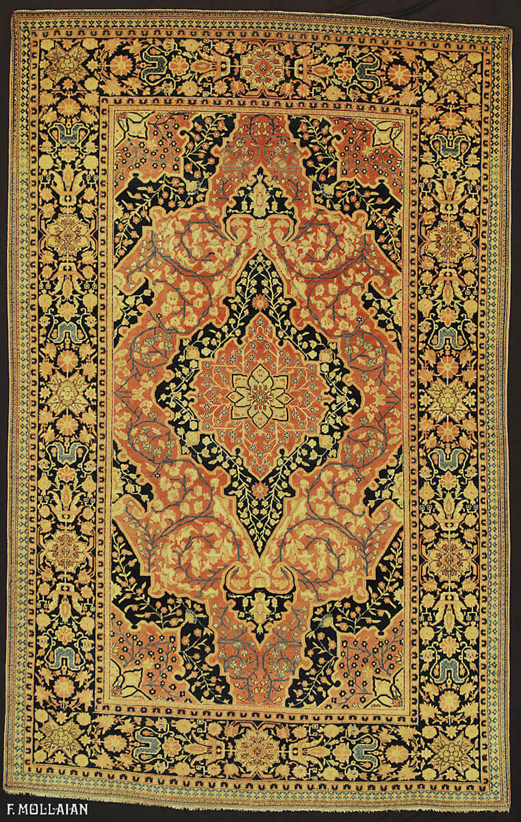 Tappeto Persiano Antico Kashan Mohtasham n°:61628548